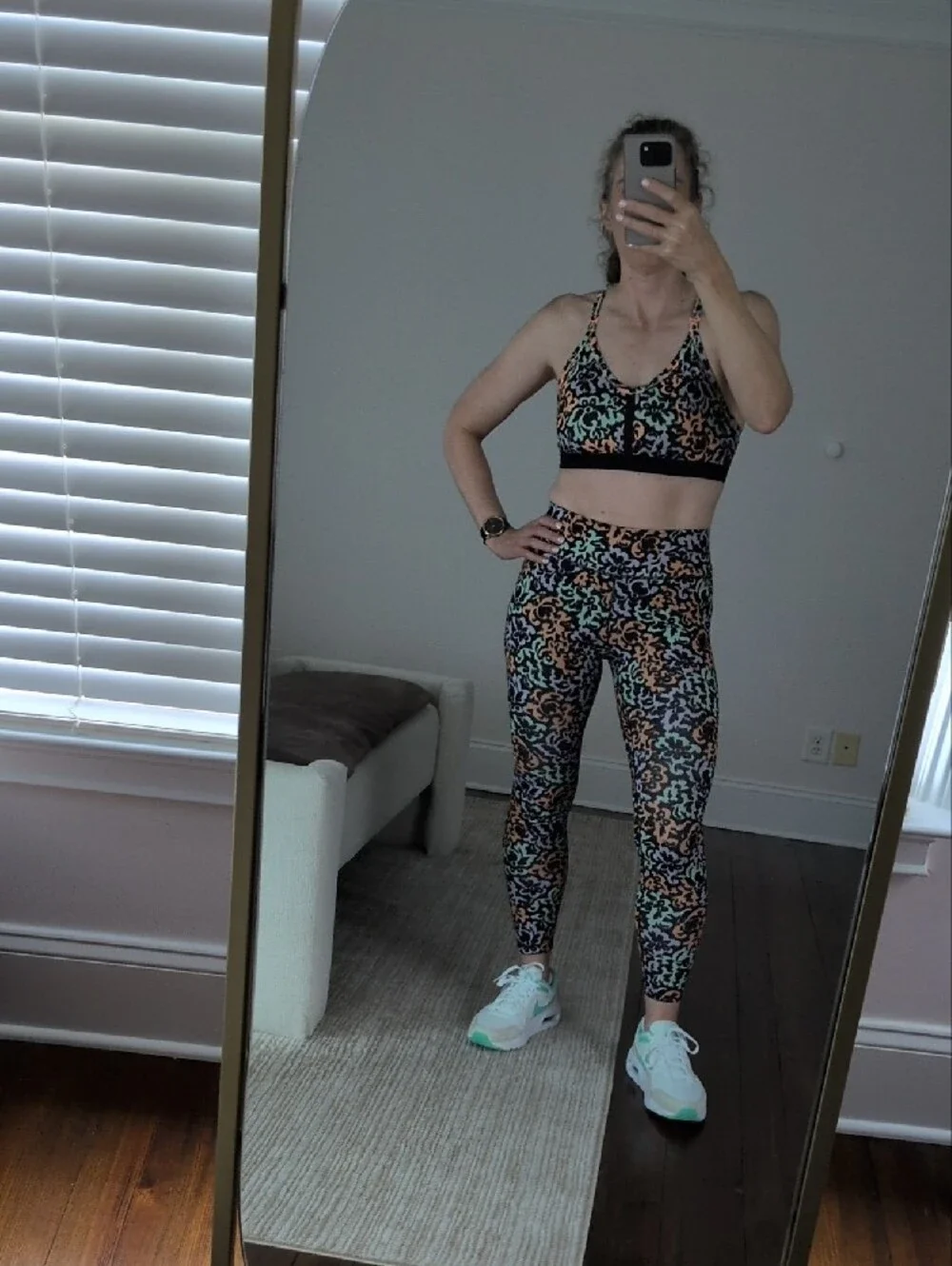 Nike Set - Floral Leopard Print Leggings and Sports Bra